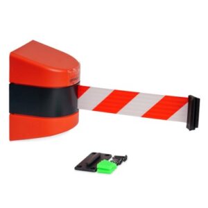 Retractable Safety Barrier Tape with wall mount – 10m. Red/White