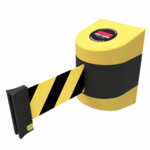 Retractable Safety Barrier Tape with wall mount – 10m. Yellow/Black